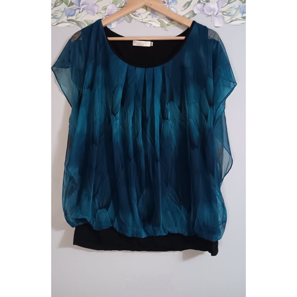 BaiShengGT 2XL Teal Flowy Sleeveless Lined Casual Occasion Event Top